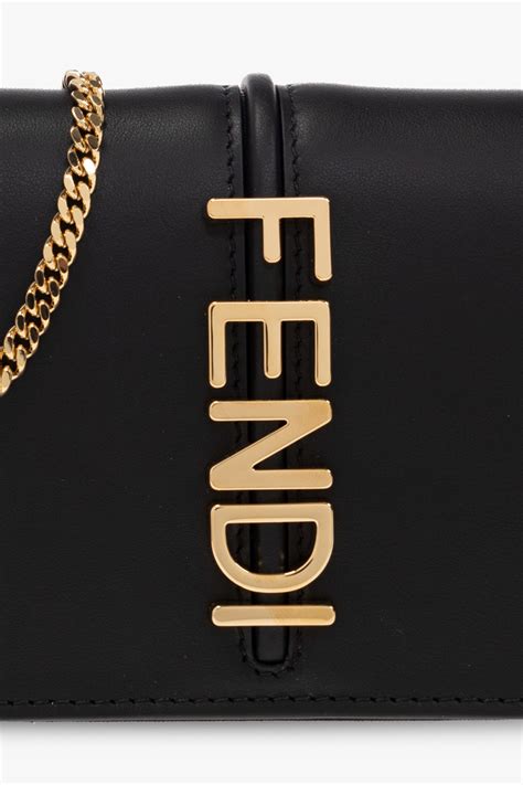 fendi logo lettering chain-link wallet|FENDI Fendigraphy Leather Wallet .